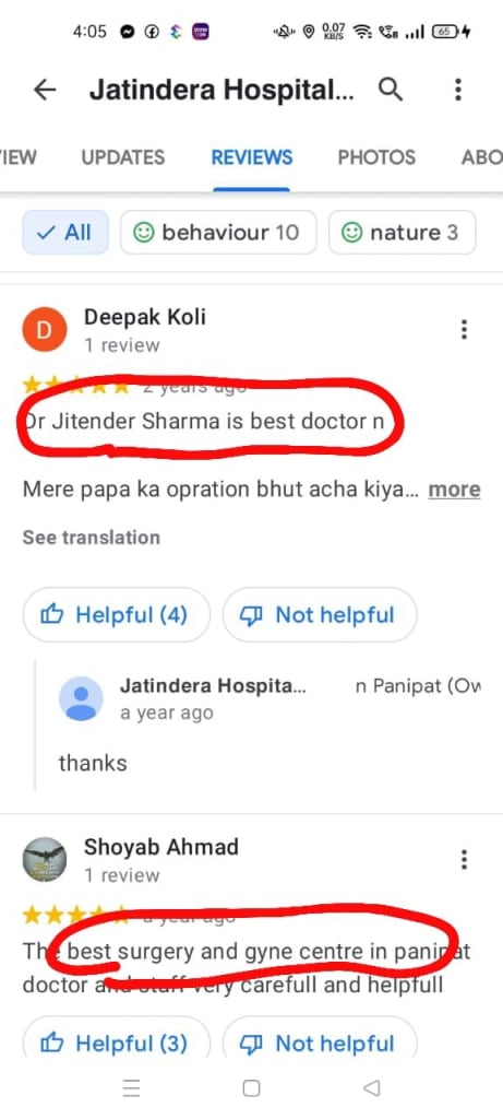 Google Reviews 3 Hospital Reviews